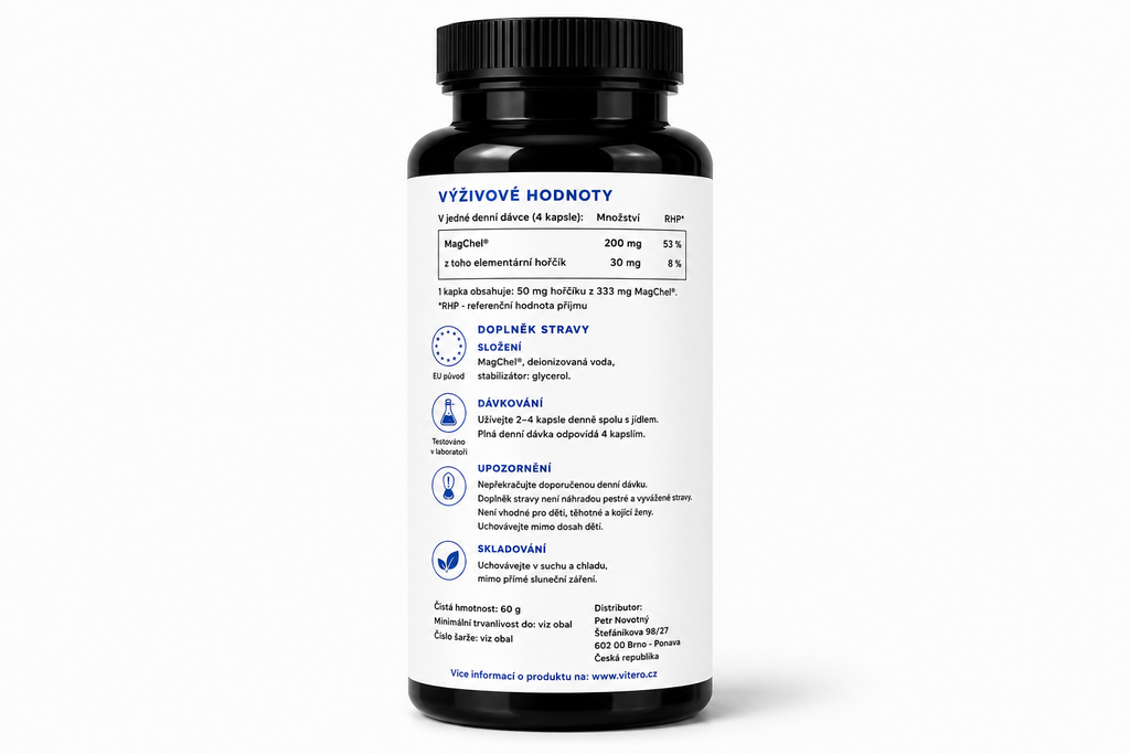 VITERO Performance MagChel® Magnesia® Bisglycinát 400 mg + Aktivní B6 (P-5-P)